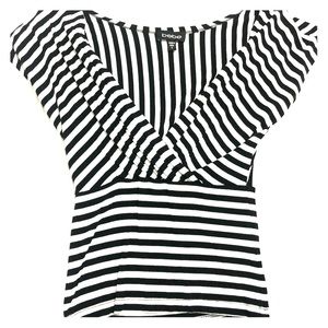 S Bebe white and black blouse